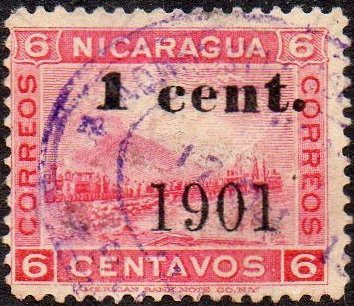 timbres-poste sellos postales stamps Nicaragua Momotombo Volcano & Train 1c/6c 